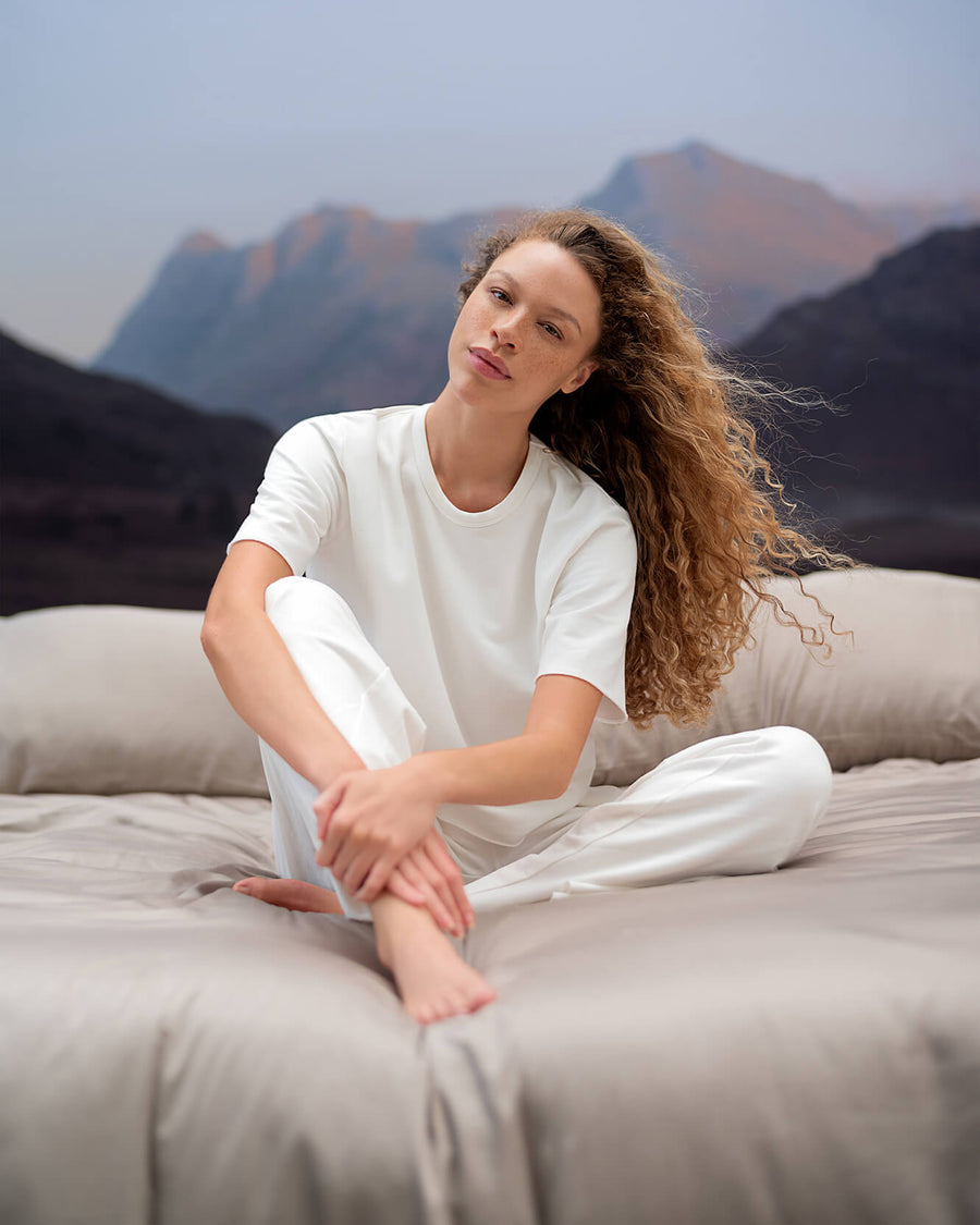 Organic French Terry Lounge Pant Off White