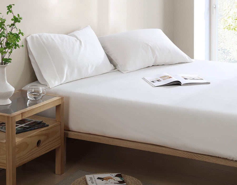 Silky Lyocell Fitted Sheet Clear White