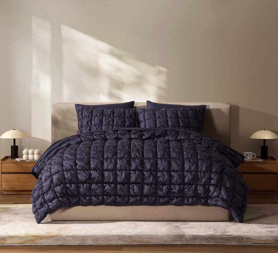 Sunday-Citizen_Silky-Lyocell-Puff- Sham Set Comforter Bundle Baritone Blue