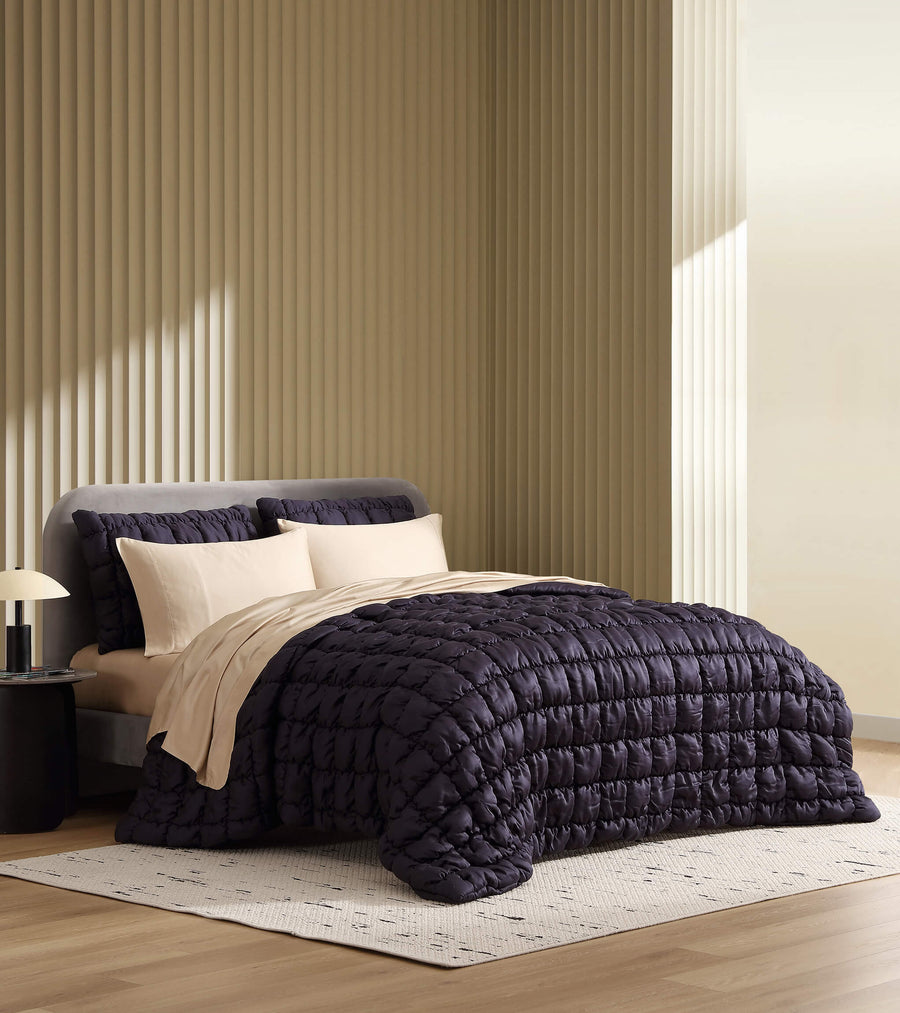 Sunday Citizen Silky Lyocell Puff Sham Set Comforter Bundle Baritone Blue