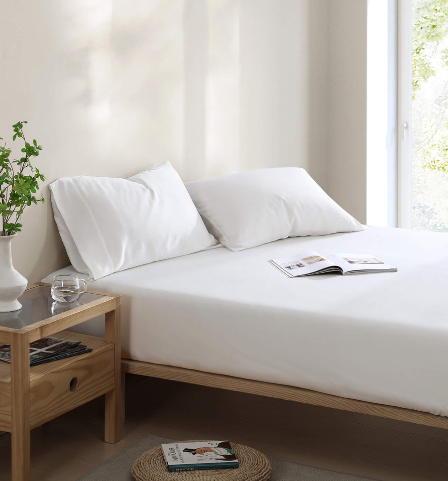 Silky Lyocell Pillowcase Set Clear White