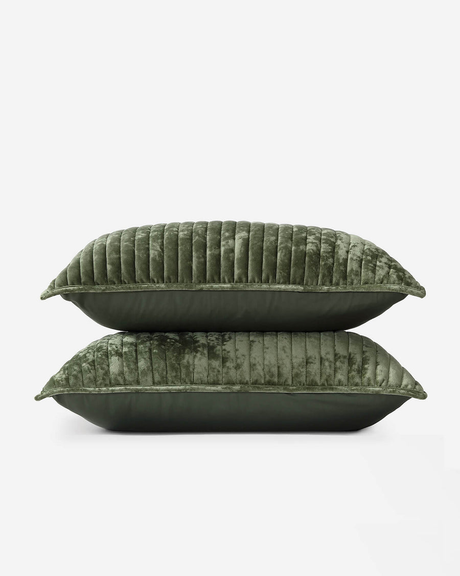 Sunday-Citizen_Velvet-Sham-Set Olive Leaf