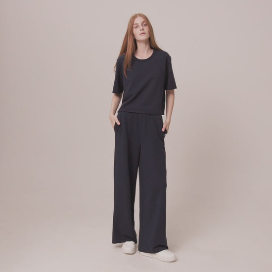 Organic French Terry T-Shirt Marine Blue