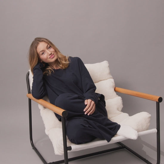Organic French Terry Long-Sleeved Top Marine Blue