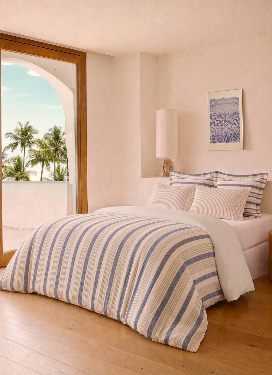 Coastal Reversible Cotton Mist Duvet Cover Light Ochre - Off White