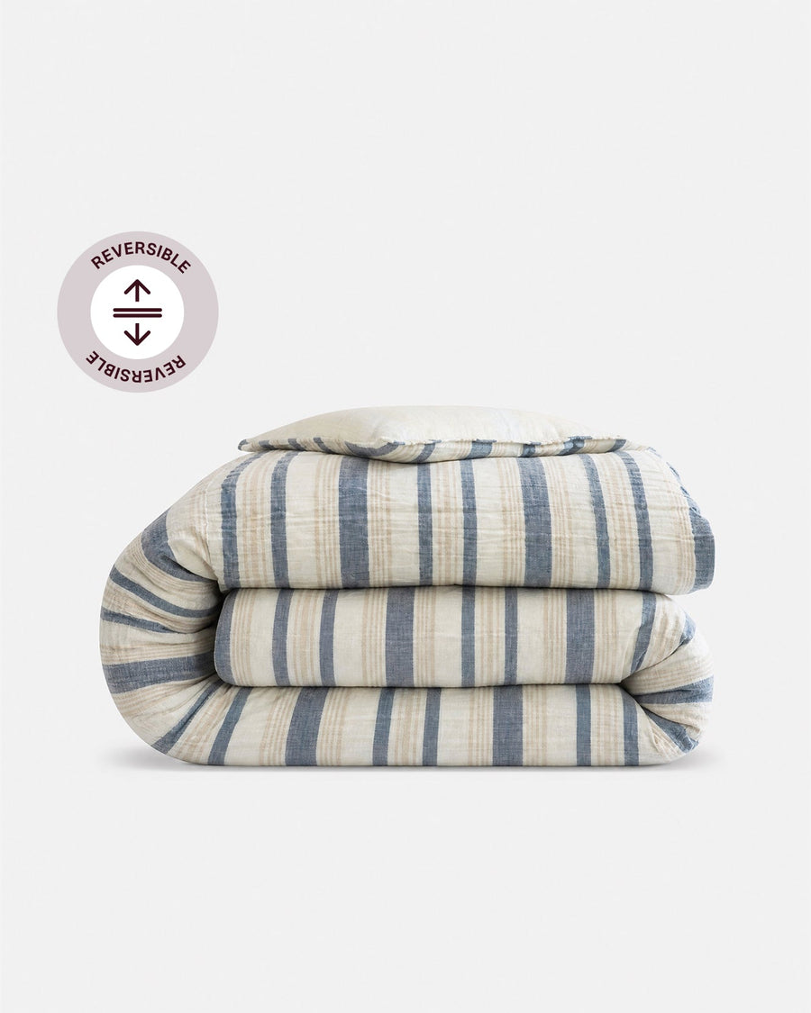 Coastal Reversible Cotton Mist Duvet Cover Light Ochre - Off White