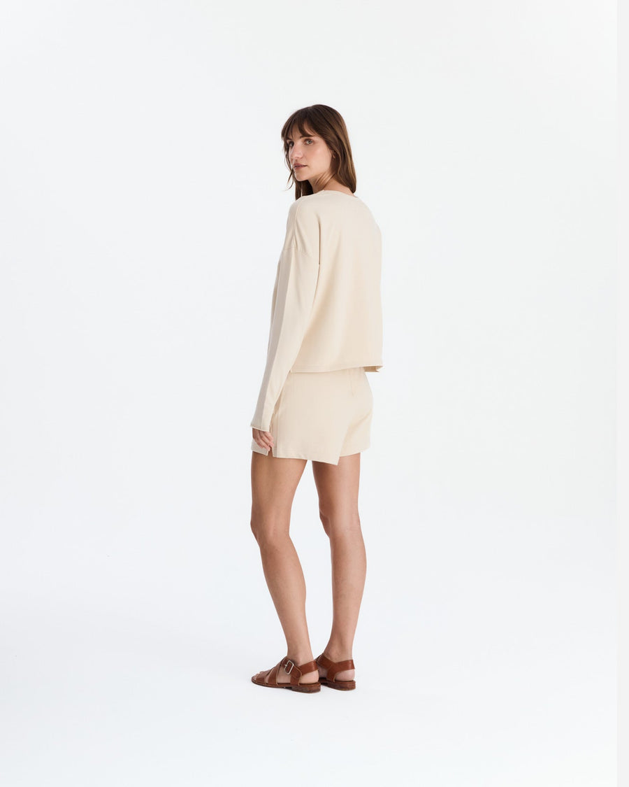 Organic French Terry Long-Sleeved Top and Short in Sahara Tan