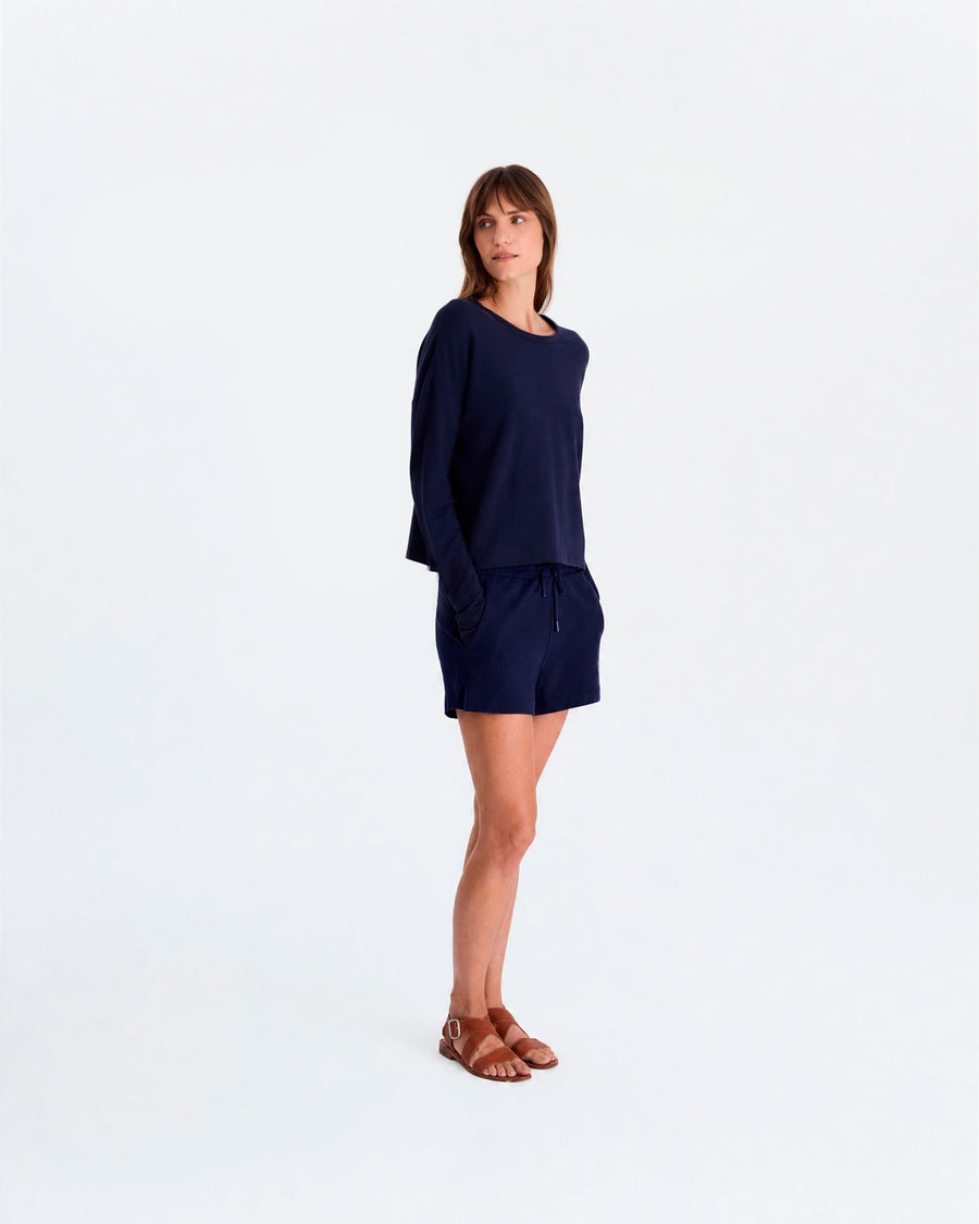 Sunday Citizen Organic French Terry Short in Marine Blue