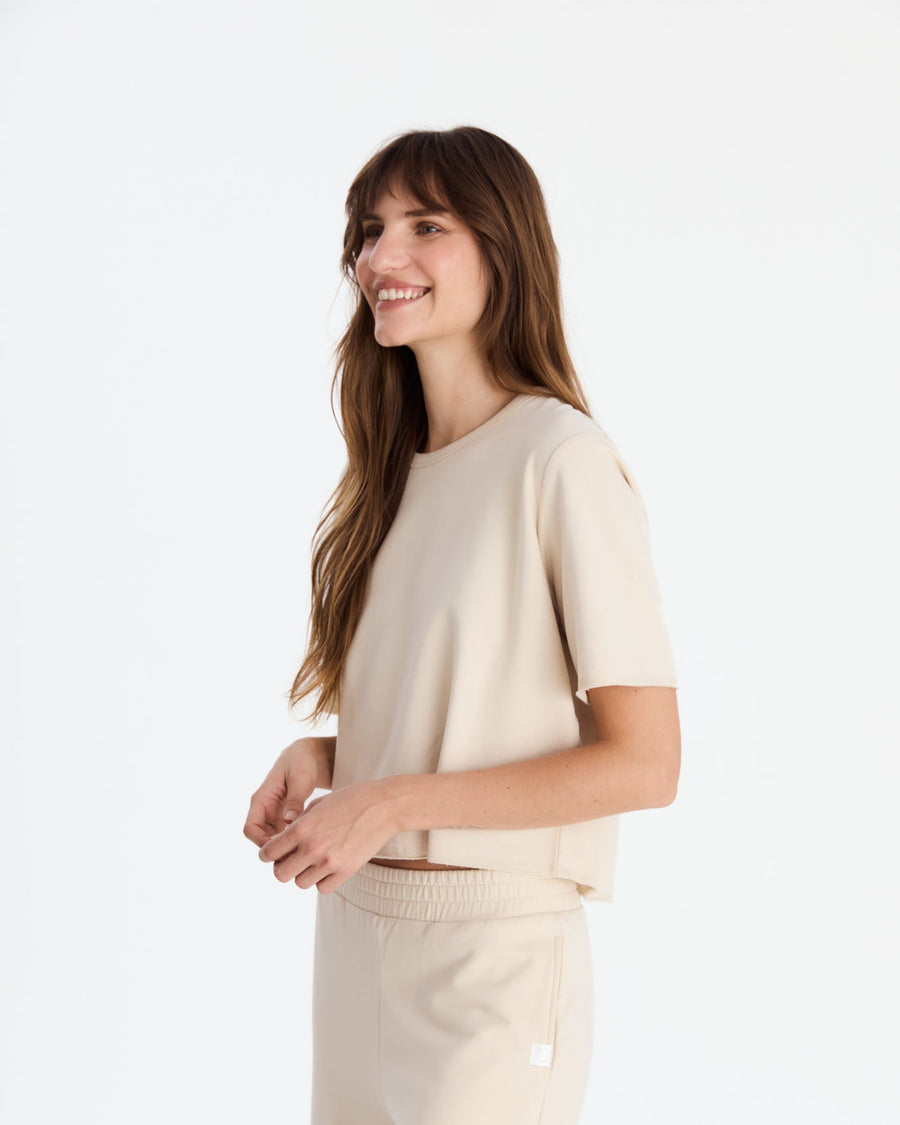 Organic French Terry T-Shirt Sahara Tan