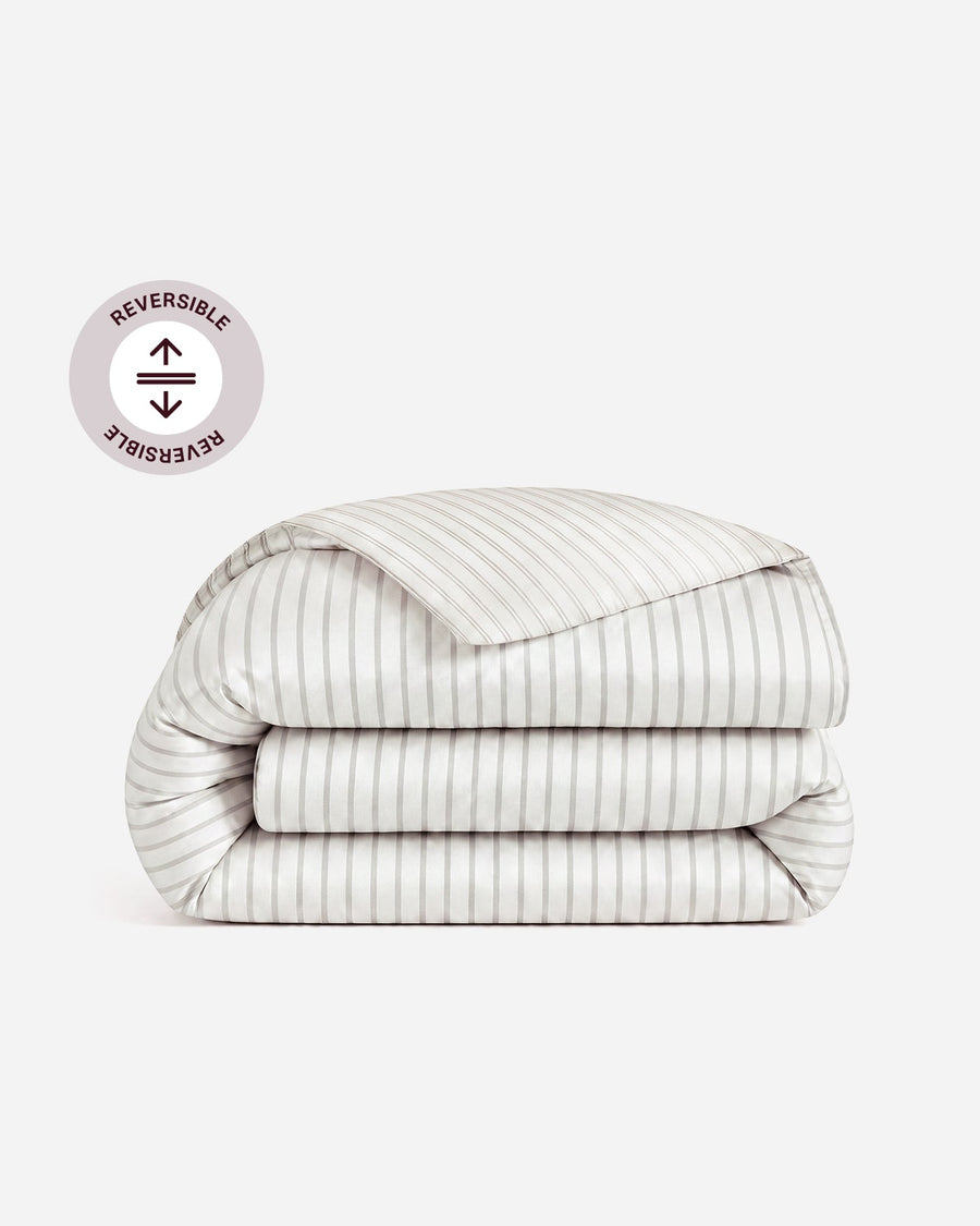 Sunday Citizen Perla Cotton Sateen Duvet Cover in White - Cloud Grey