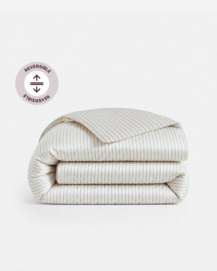 Sunday Citizen Perla Cotton Sateen Duvet Cover in White - Cloud Grey