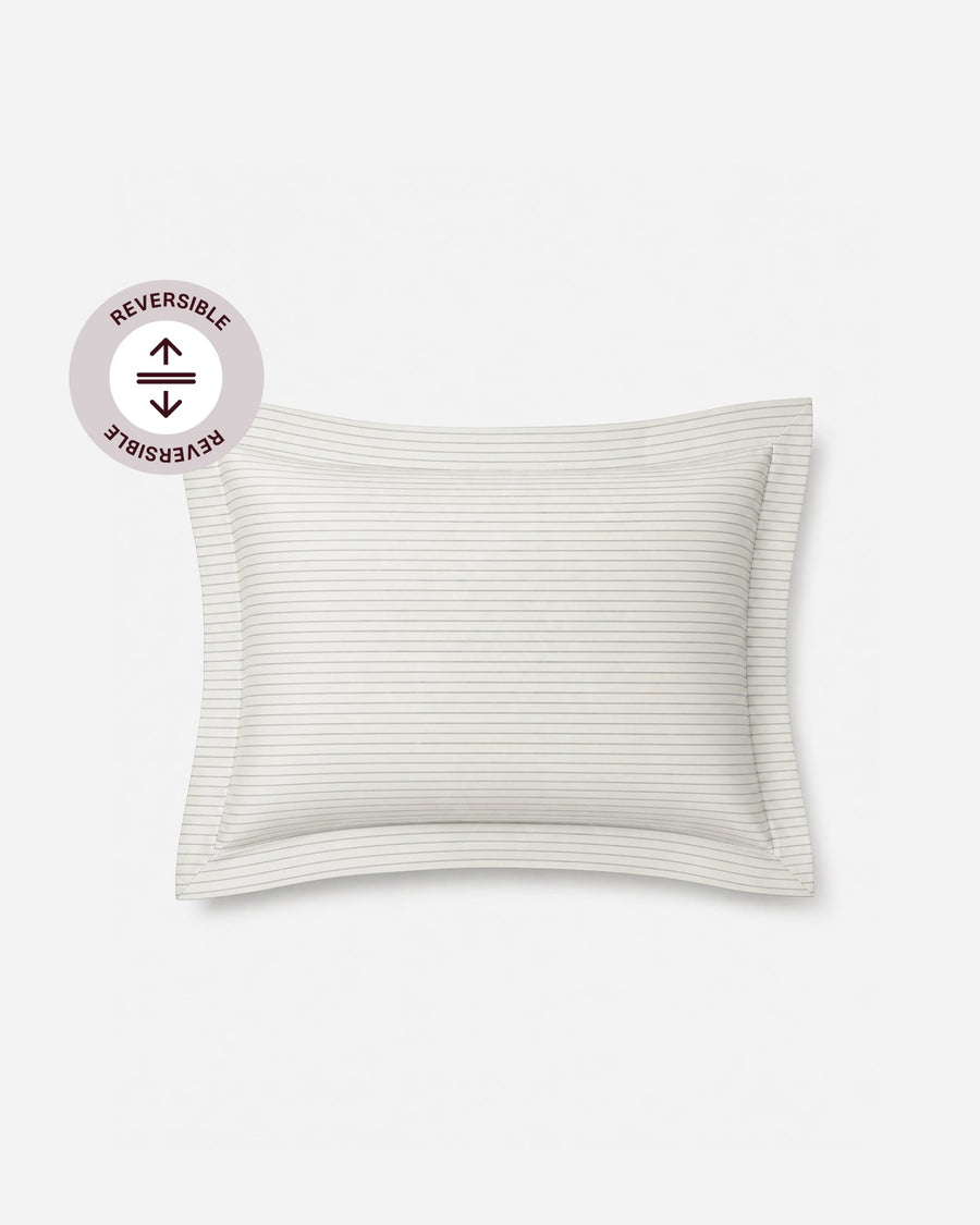 Perla Reversible Cotton Sateen Sham Set White - Cloud Grey