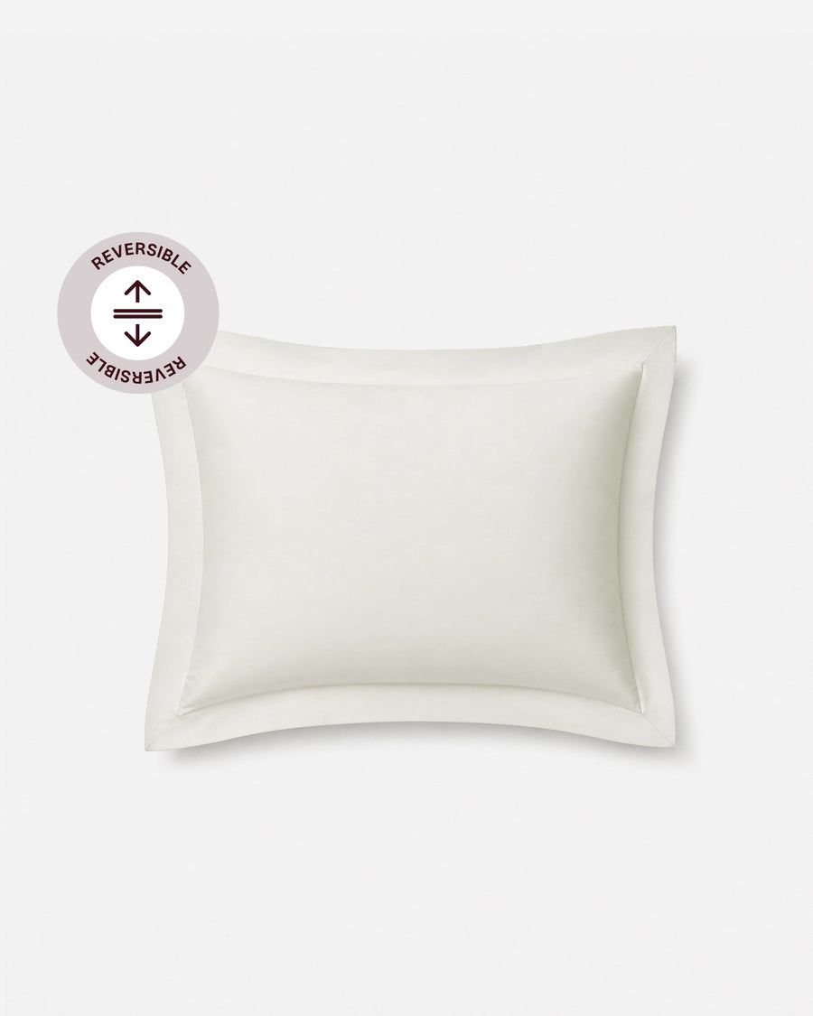 Perla Reversible Cotton Sateen Sham Set White - Cloud Grey