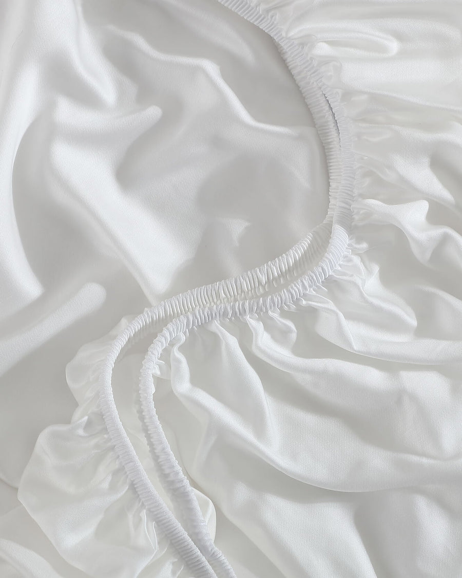 Sunday Citizen Porto Cooling Lumiere Fitted Sheet in White - Midnight
