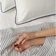 Sunday Citizen Porto Cooling Lumiere Piping Pillowcase in White - Midnight