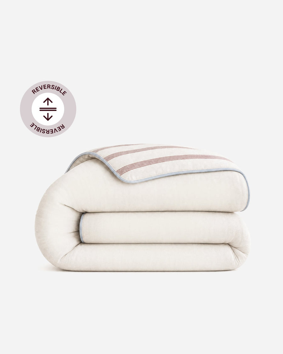 Rimini Reversible Cotton Sateen Duvet Cover Terracotta - Misty Blue