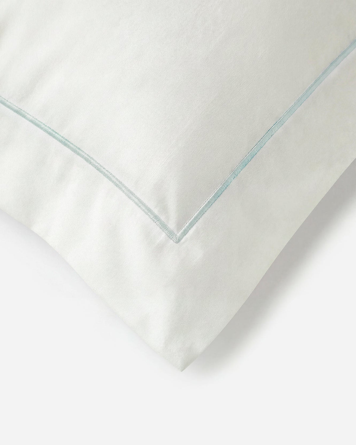 Rimini Cotton Sateen Sham Set with Piping Misty Blue - Off White