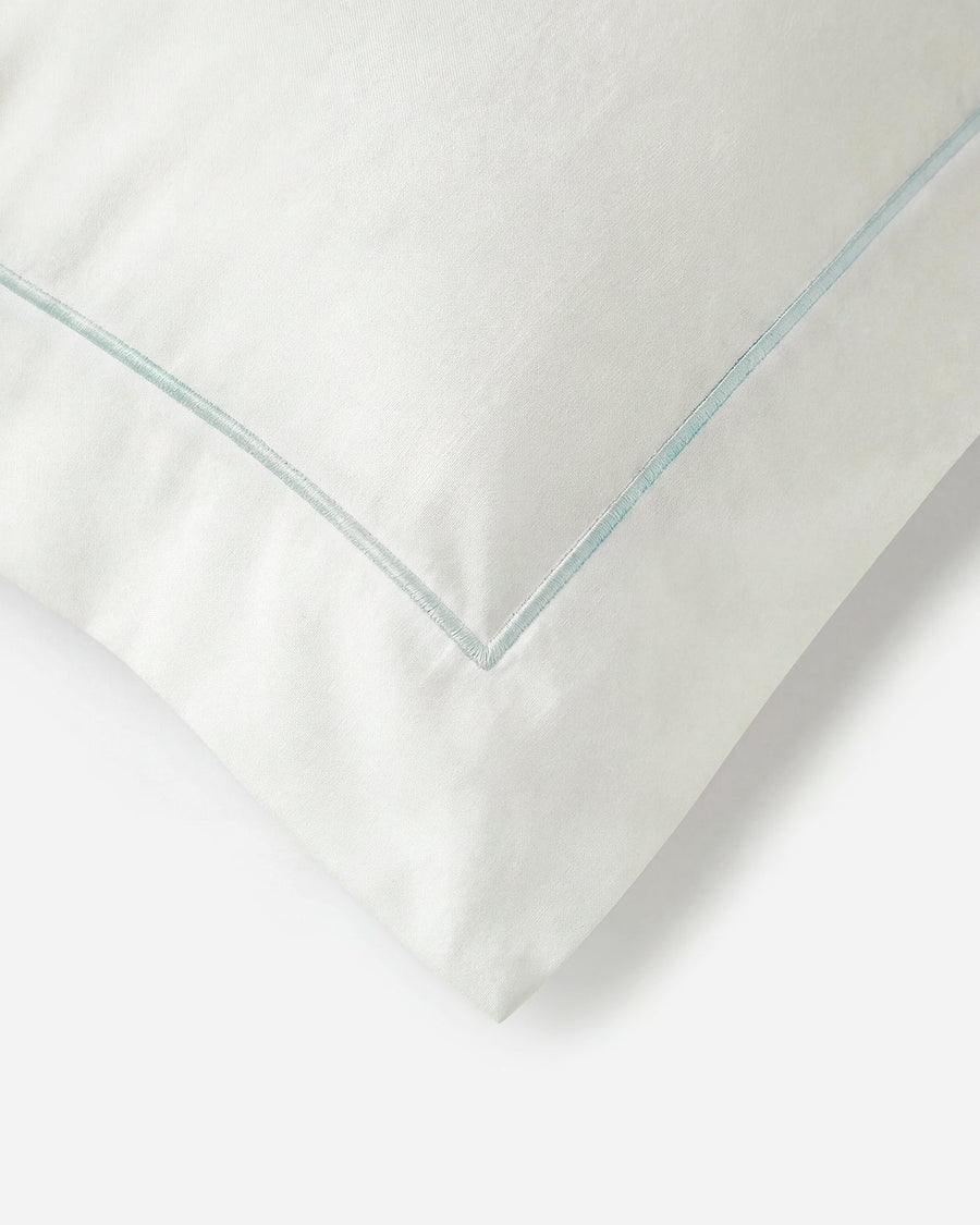 Rimini Cotton Sateen Sham Set with Piping Misty Blue - Off White