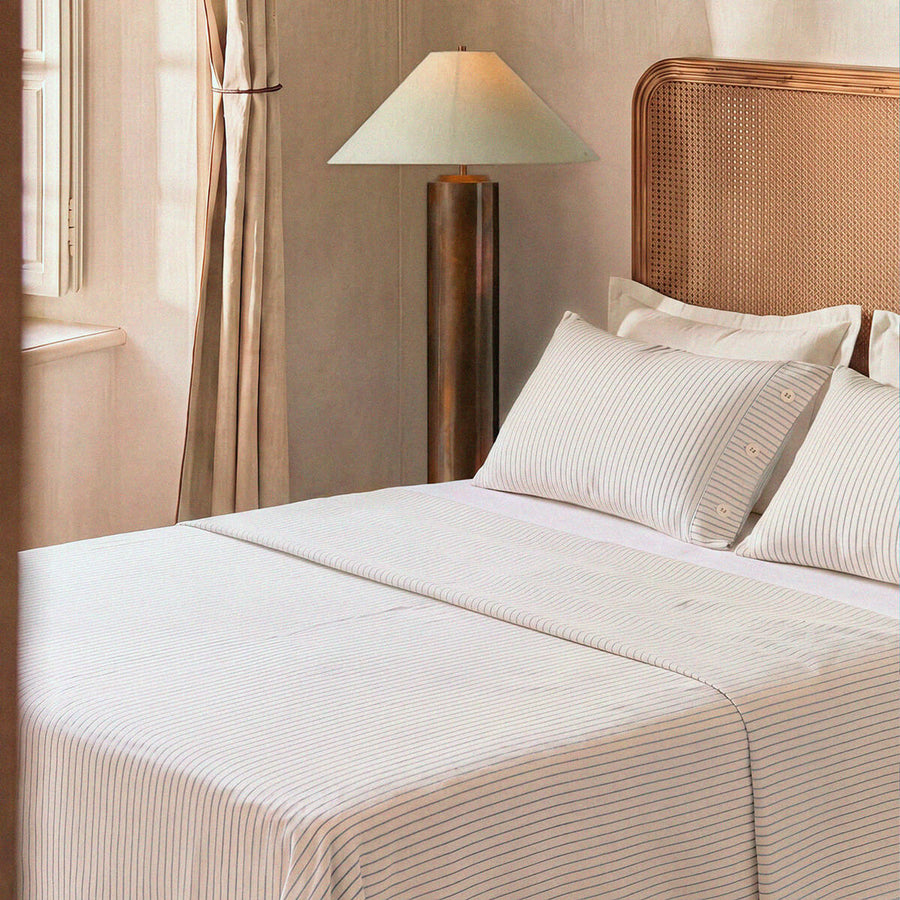Salvia Reversible Cotton Mist Pillowcase Set Light Sage - Off White