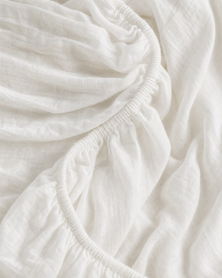 Salvia Reversible Cotton Mist  Sheet Set Light Sage - Off White