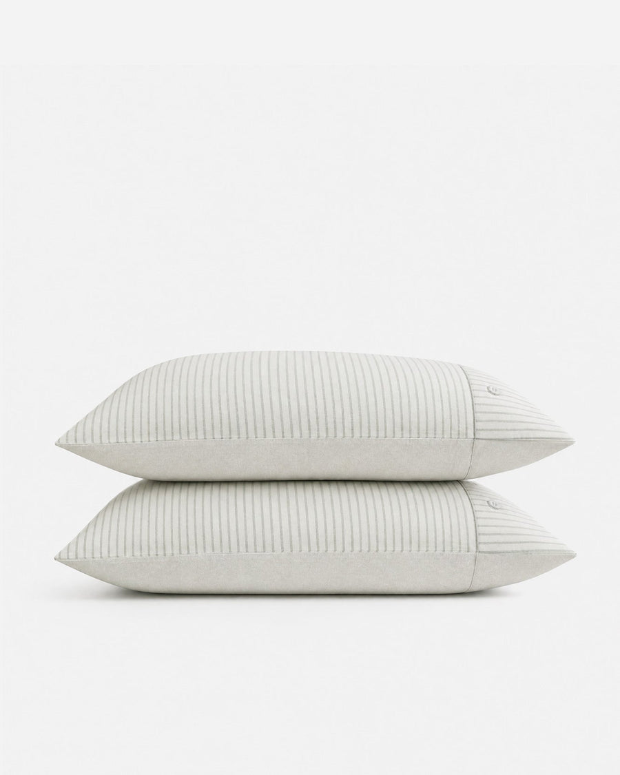Salvia Reversible Cotton Mist  Sheet Set Light Sage - Off White