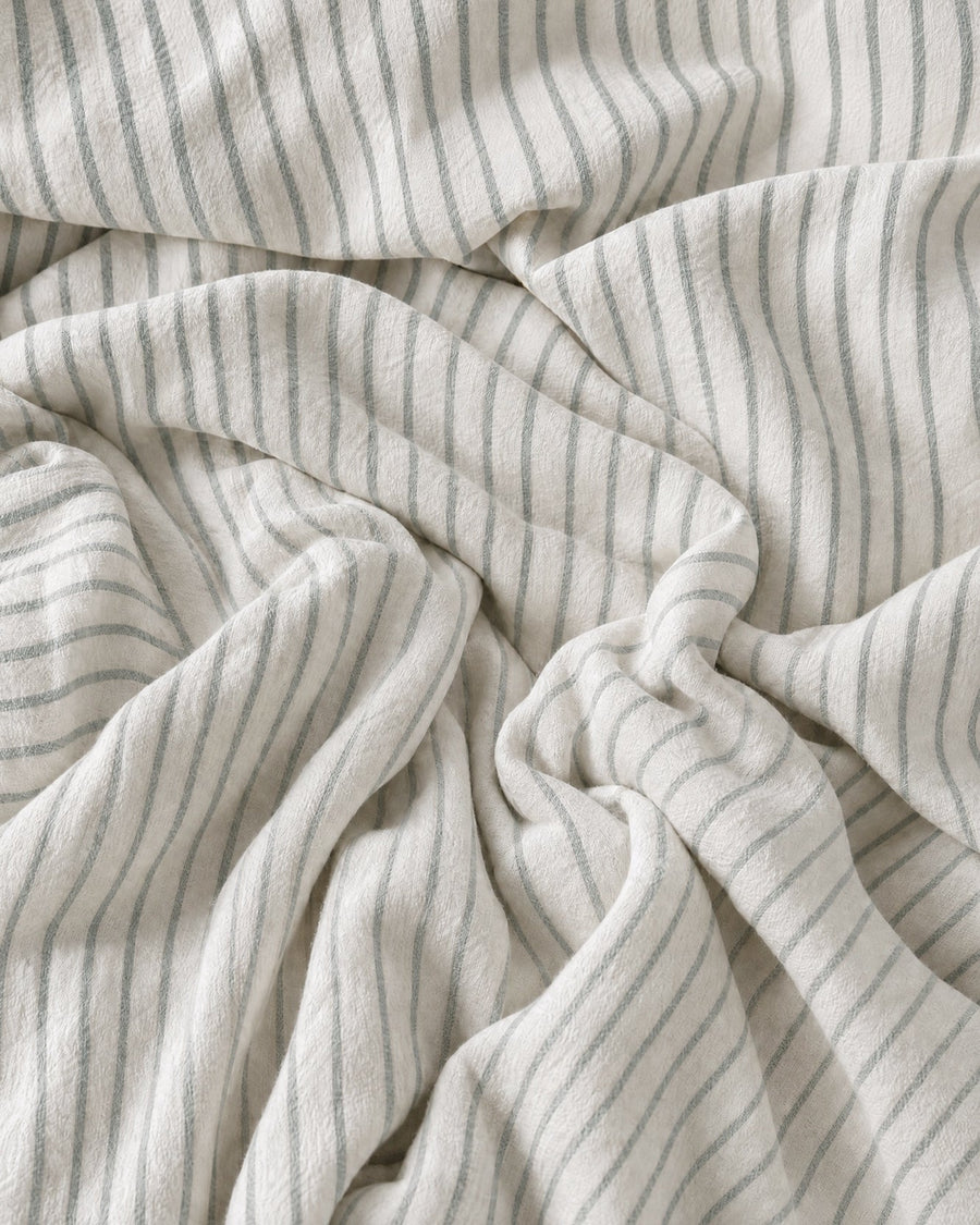 Salvia Reversible Cotton Mist  Sheet Set Light Sage - Off White