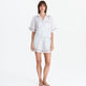 Sunday Citizen Silky Lyocell Mare Short PJ Set Misty Blue - White