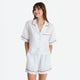 Sunday Citizen Silky Lyocell Mare Short PJ Set Misty Blue - White