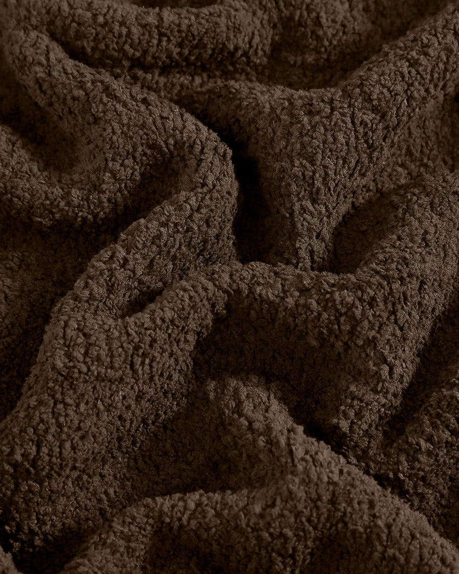 Sunday Citizen Snug Bed Blanket in Chocolate Martini close-up of soft fabric texture
