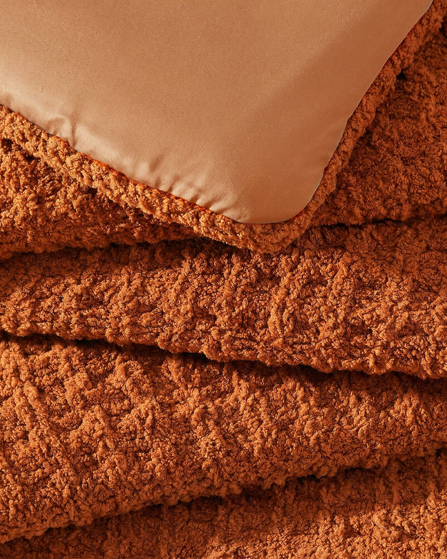 Sunday Citizen Snug Waffle Comforter in Cinnamon Stick close-up of soft fabric texture