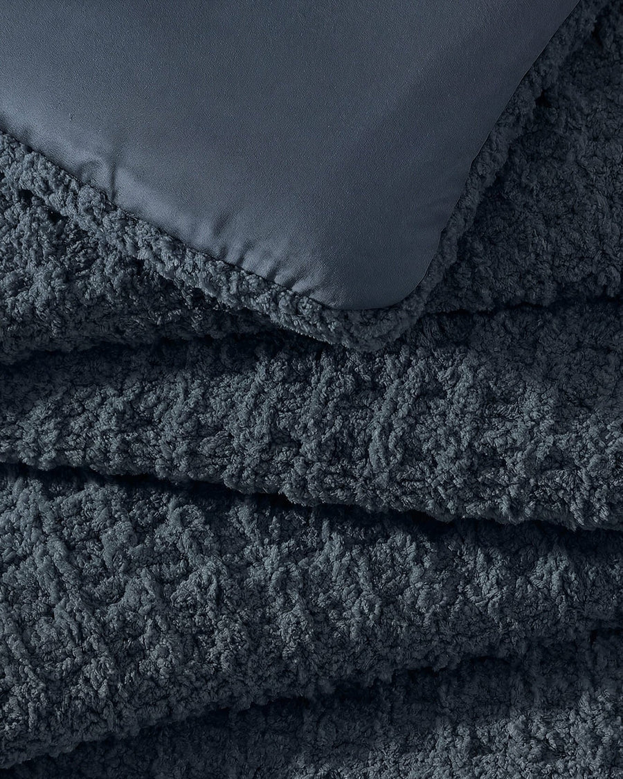 Sunday Citizen Snug Waffle Comforter in Midnight close-up of soft fabric
