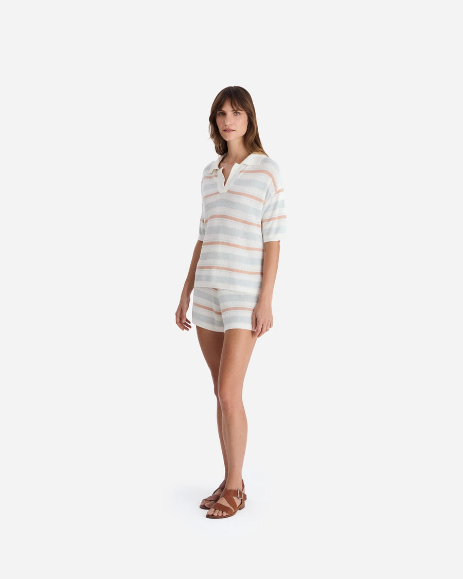 Sunday Citizen Striped Cloud Cool Crochet Lido Off White - Misty Blue